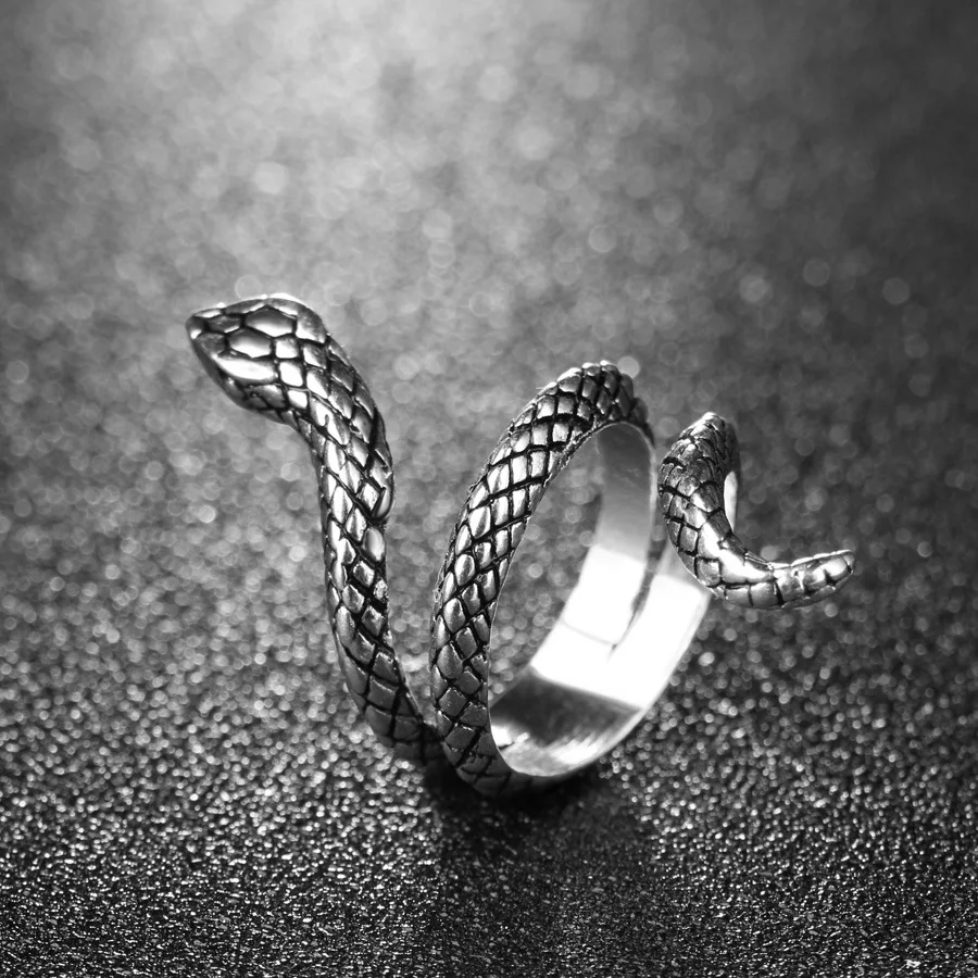 Trendy Retro Snake Rings for Women Silver Animal Personality Alloy Unisex Rock Punk Ring Party Jewelry Anelli | Украшения и