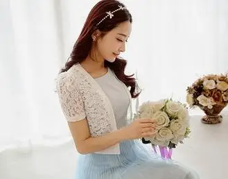 MLXSLKY женский белый тонкий кружевной кардиган модный ажурный с коротким рукавом