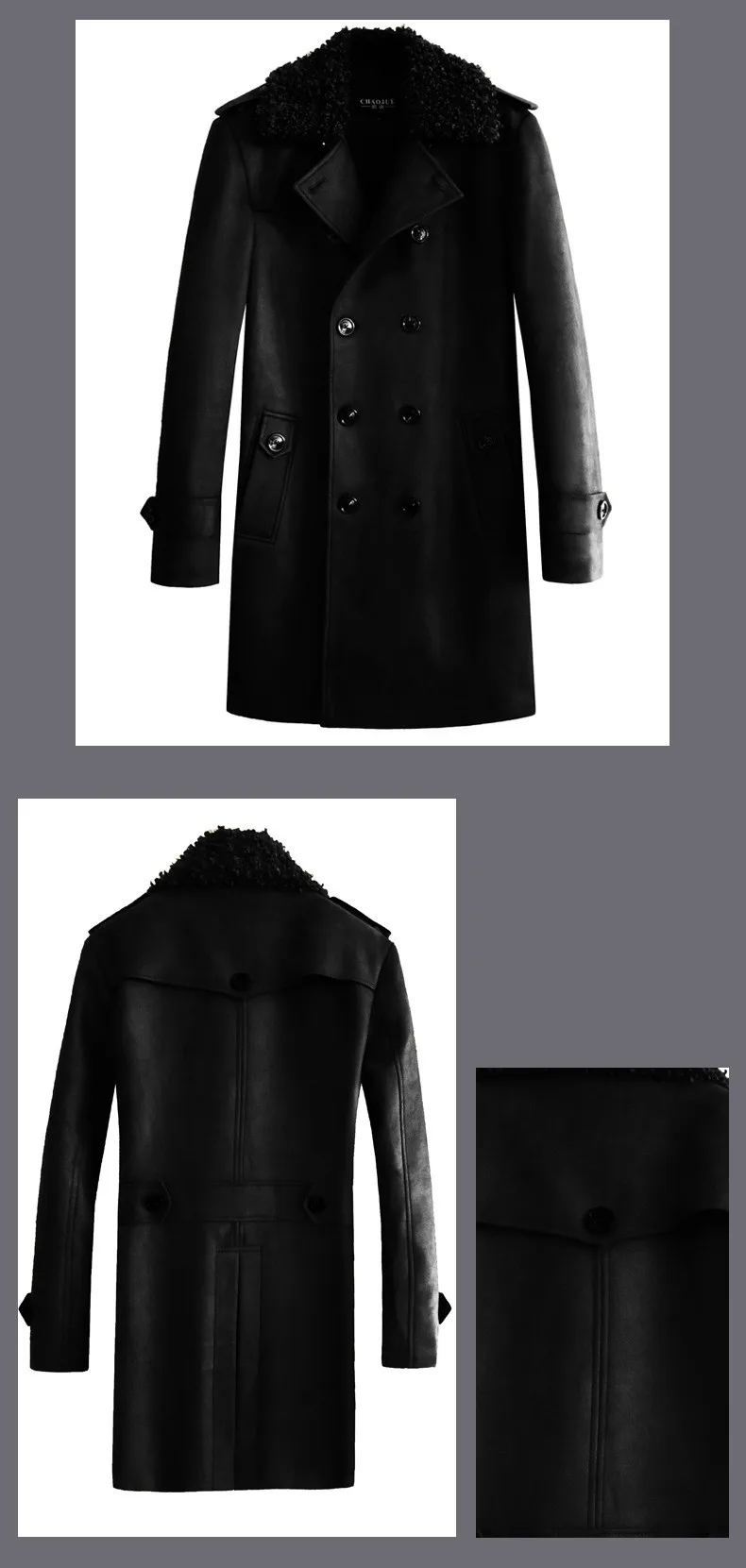 Suede Leather Trench Coat Men Windbreaker Warm Winter Cloak Mens Long Coat Plus Size 5xl 6xl Male Overcoat Korean Style Clothing