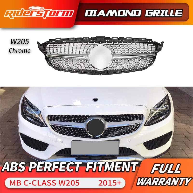 2015 2018 W205 Алмазная решетка для Mercedz C класса C205 c180 c250 c200 c350 C43 передний бампер