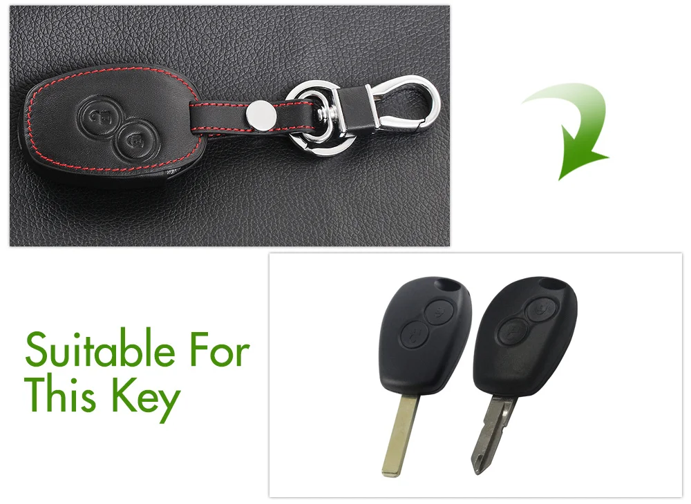Чехол из натуральной кожи для автомобильного ключа с 2 кнопками чехол Renault Clio Dacia