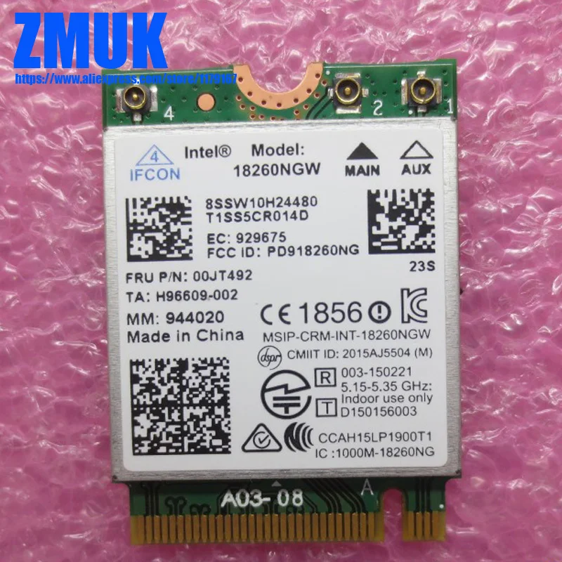 Карта Wi-Fi Intel Wireless-AC 18260NGW NGFF Bluetooth для Lenovo Thinkpad T460 X1 CARBON(20FB 20FC) Series,FRU 00JT492 SW10H24480