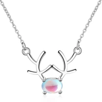 kofsac new fashion colorful crystal elk necklaces for women 925 sterling silver jewelry pendant lady engagement accessories gift