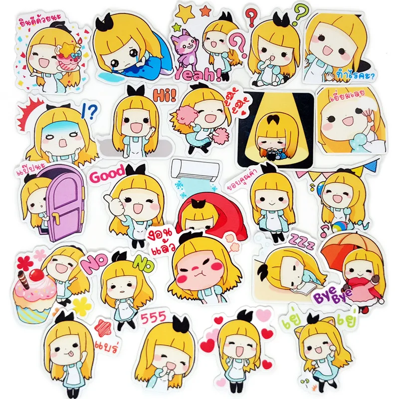 24 pcs/pack Paper Cartoon yellow Sticker Toys The Luggage Stickers For Moto Car &amp Suitcase Cool Fashion Laptop stickers | Дом и сад
