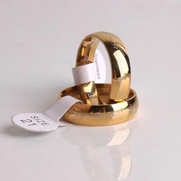 Кольца золотого цвета с цепочкой из бисера мужские и женские ювелирные изделия