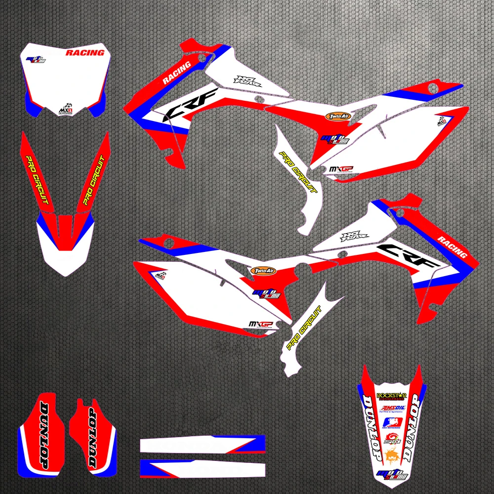 Глянцевый Графический номер на заказ фоны Наклейка для Honda CRF250R CRF250 2014 2016 2015 CRF450