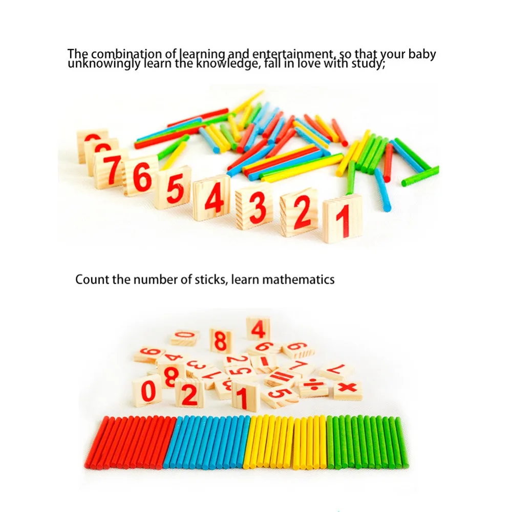 Математика Manipulatives деревянные Счетные палочки для малышей и детей постарше