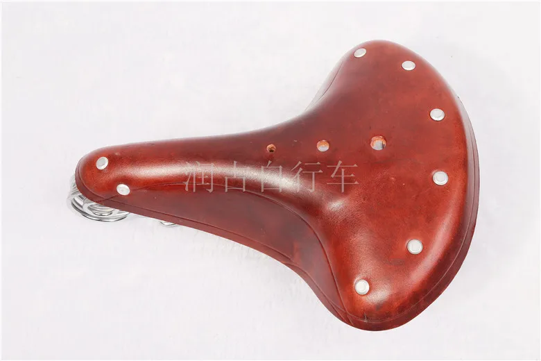 Винтажное кожаное велосипедное седло трехвесеннее сиденье из воловьей кожи