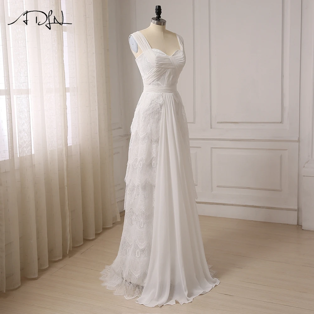 ADLN Cheap A-line Wedding Dresses Chiffon and Lace Sweetheart Pleats Beach Bridal Wedding Gowns Vestido De Noiva New Arrival