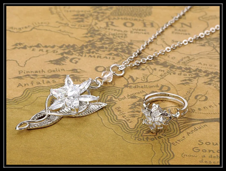 Серебряное ожерелье чокер Властелин лотра Arwen Evenstar хрустальное ожерелье с подвеской Женская цепочка винтажное ювелирное изделие в виде Хоббита Ketting