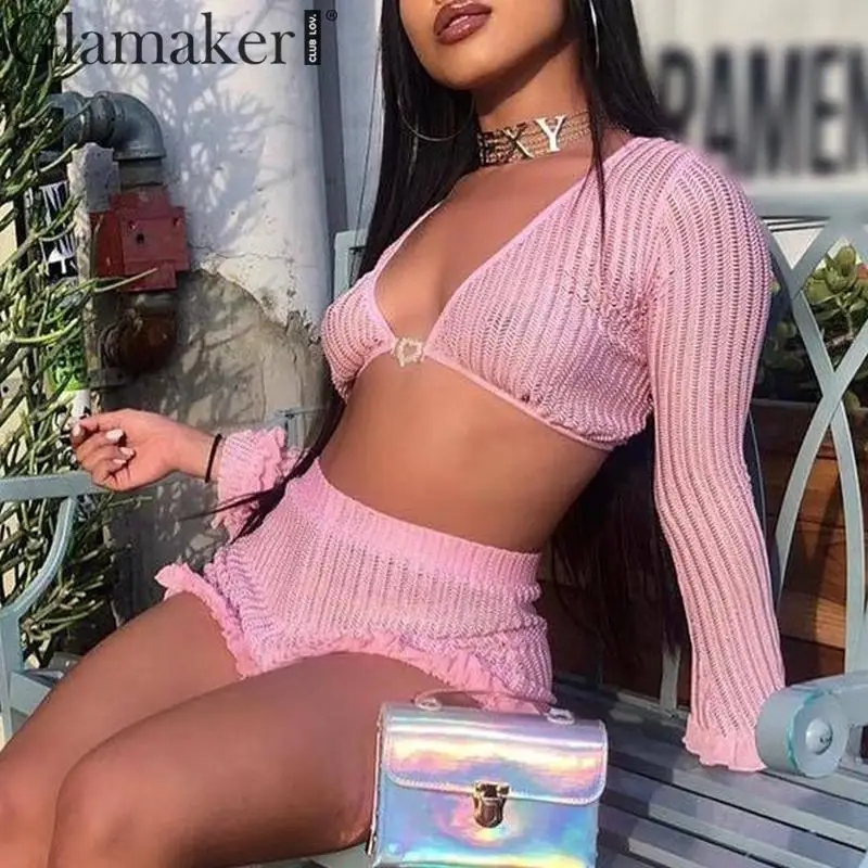Женский шифоновый плиссированный комбинезон Glamaker однотонный Облегающий из двух