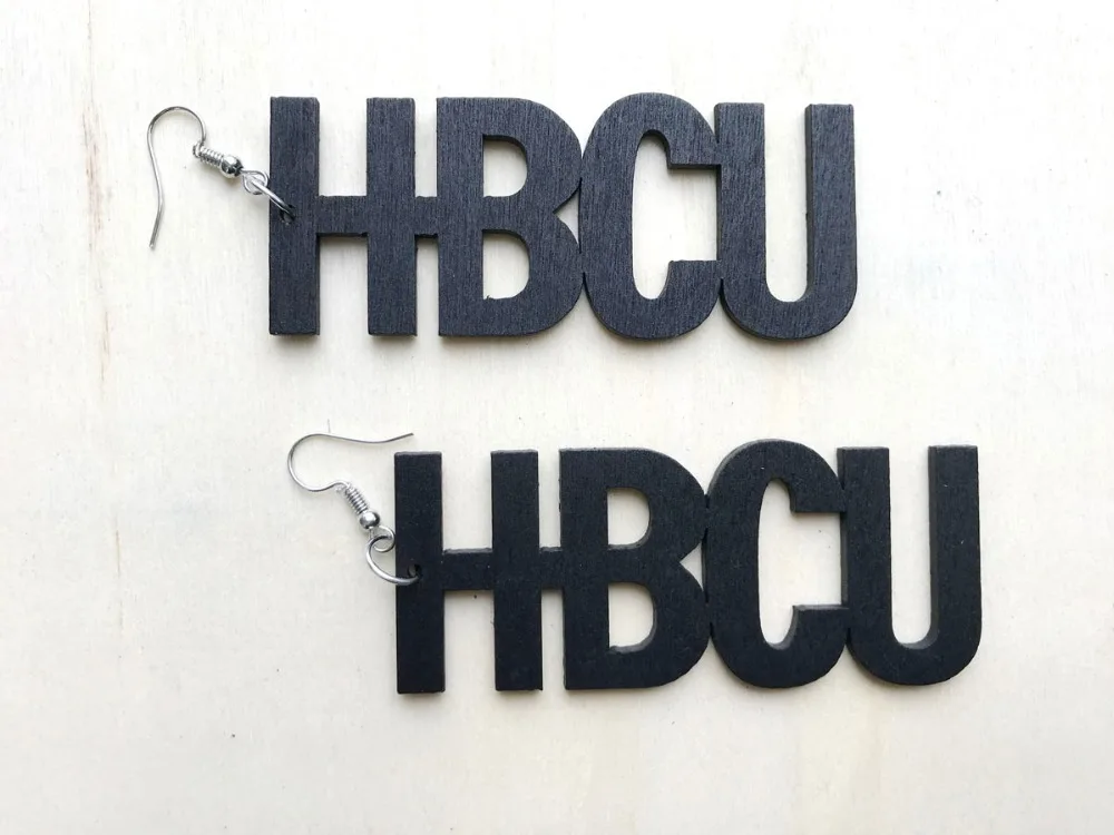 Черные деревянные серьги-подвески HBCU украшения с лазерной резкой | Украшения и