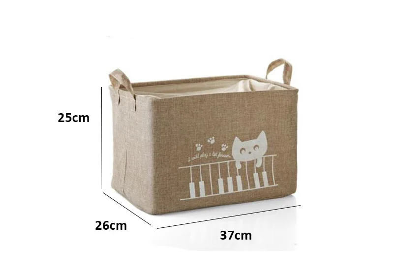 Симпатичная льняная настольная коробка для хранения с котом корзина держателем