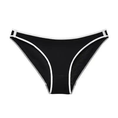 Brand cotton women's underwear low waist girls underwear simple breathable bikini high elastic briefs - Color: D
