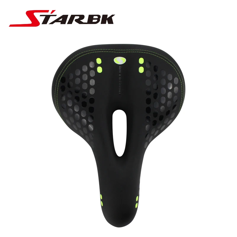 Велосипедное седло STARBK мягкое утолщенное широкое сиденье + задний фонарь для