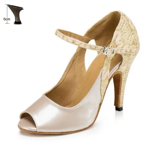 6cm flare heel Пикантные новые женские блестящие туфли для латинских танцев из натуральной кожи бальные туфли Сальса Танго Бачата танцевальные туфли для сальсы танцевальные туфли - Цвет: 6cm flare heel