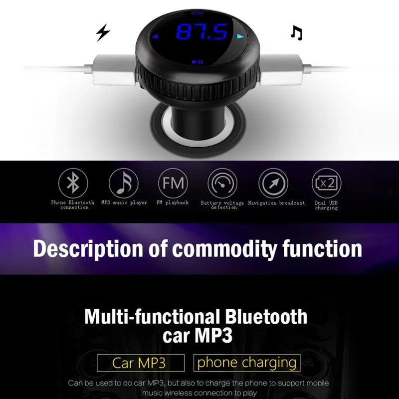 FM-трансмиттер YASOKRO Bluetooth-модулятор автомобильный комплект громкой связи