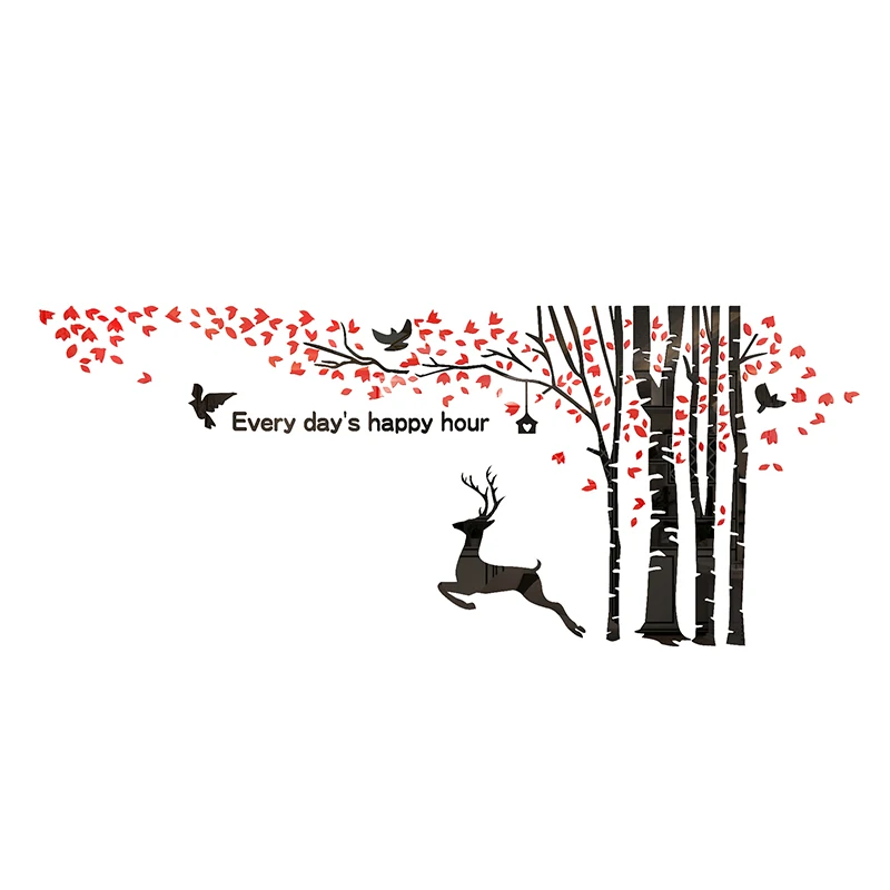 Наклейки на стену в скандинавском стиле дерево счастливый олень акриловые 3D обои