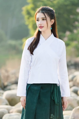 white shirt Mori Girls, весна и осень, китайский стиль, ретро Рисунок, куртка Hanfu, Женский Короткий плащ, старина, народная, на заказ, винтажная шаль - Цвет: white shirt