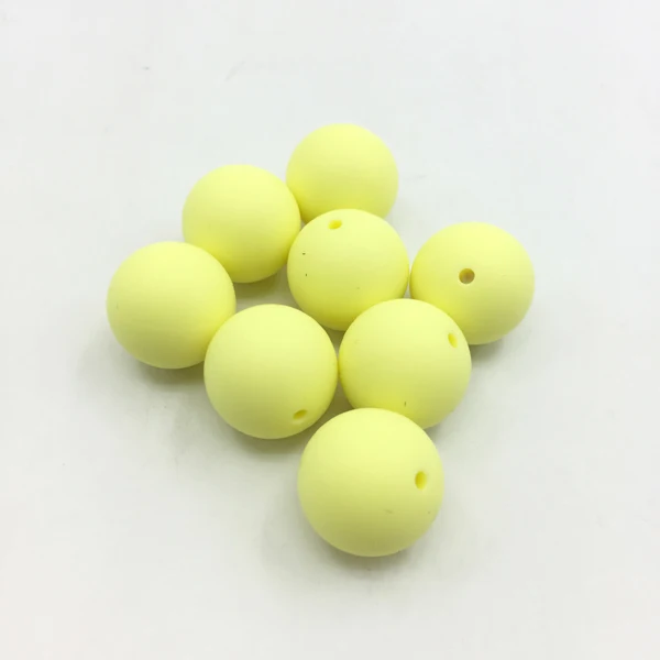 baby yellow 36 цветов, яркие бусины, 50 шт., Силиконовые Детские Прорезыватели для зубов, 20 мм, безопасные, пищевые, для кормления, жевательный Круглый Силиконовый Прорезыватель для зубов из бусин - Цвет: baby yellow