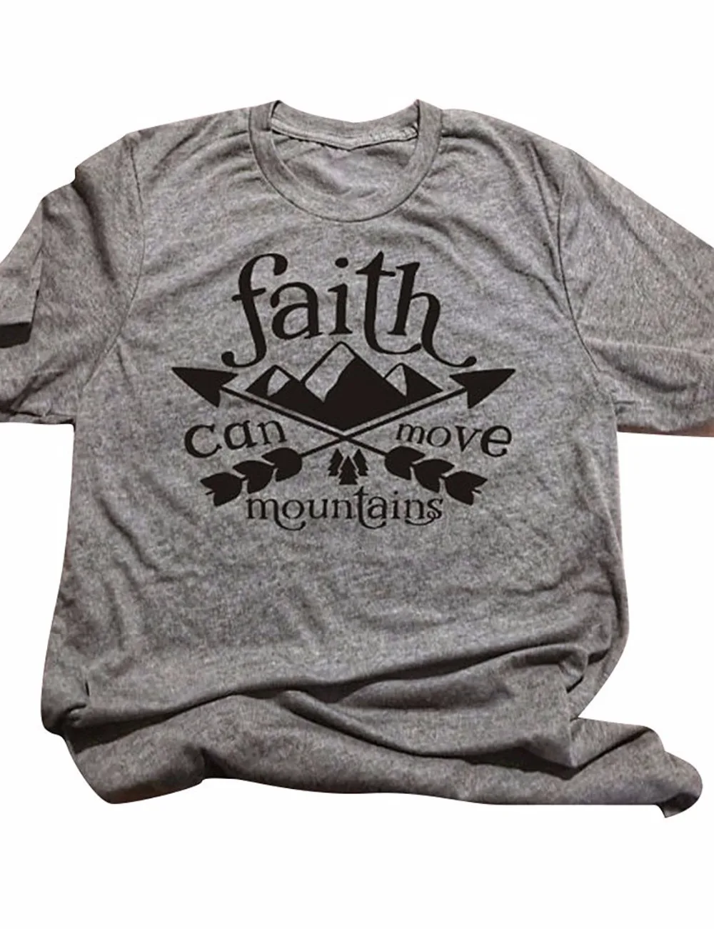 

Faith can Move Mountains Short Sleeve Cotton Casual T-Shirt women fashion grunge tumblr funny slogan tops graphic cotton t shirt