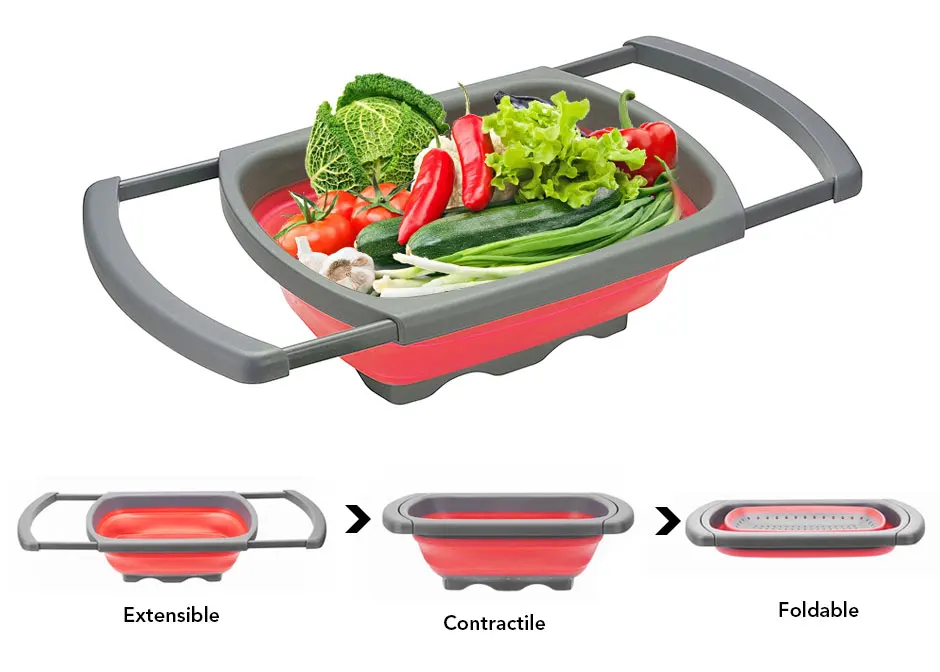 Складные дуршлаги Myvit, ситечко для кухни, закрытый сеткой слив, складные корзины для фруктов и овощей, складные дренажные корзины, кухонные инструменты