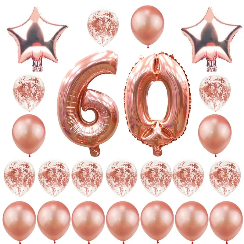 60 Years 24 шт./компл. 16, 18, 20 30 40 50 60 лет с днем рождения звезда розового золота конфетти 40 дюймов количество Фольга шар Декор для вечеринки в честь Дня Рождения S2XN - Цвет: 60 Years