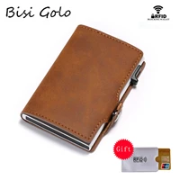 bisi goro fashion wallet 2021 new vintage card holder rfid slim suitcase business luxury card case anti theft card wholesale