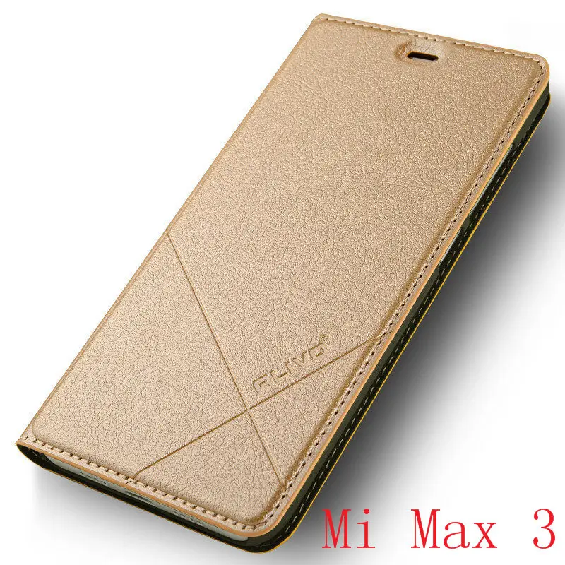 Чехол из искусственной кожи для xiaomi mi max 3, бизнес-серия, флип-чехол с подставкой для xiaomi mi max 3#0918 с номером отслеживания - Цвет: gold