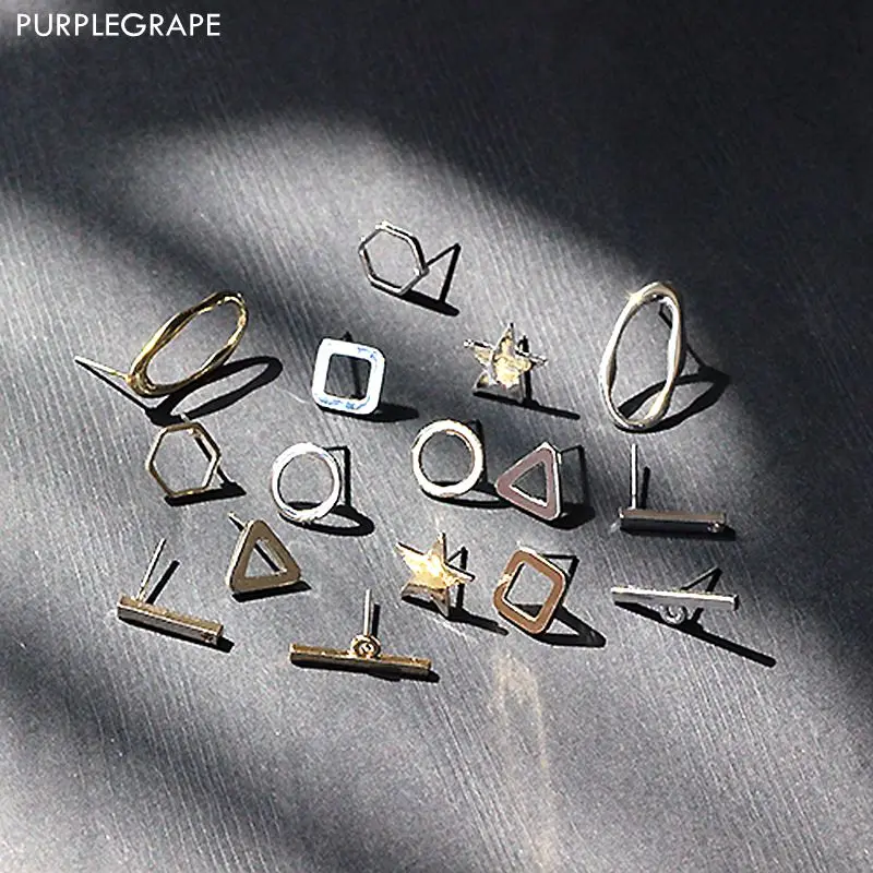 

Japan and South Korea fashion copper DIY base material geometric frame earrings protection plating coloring a package of 10