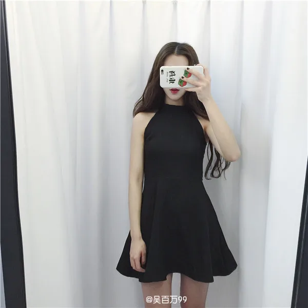 Летние Harajuku опрятный живой Sweet Girl Луки назад ремень шикарные вечерние платье