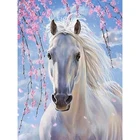 Камни в форме ромба дрель 5D DIY Алмазная вышивка сливы и Белая лошадь Алмазная вышивка крестиком на рисунке, стразы Мозаика Декор
