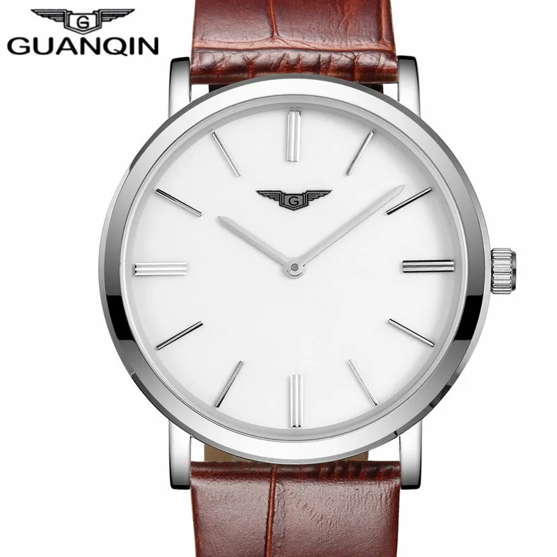 Relogio masculino люксовый бренд GUANQIN простой дизайн мужские Ультра тонкие кварцевые