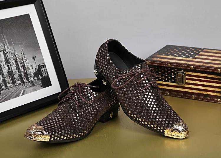 Новинка модная мужская обувь в деловом стиле мужские туфли-оксфорды клетку