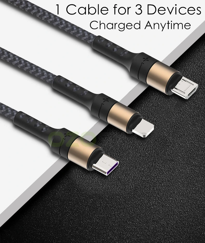 5A супер зарядка 3 в 1 быстрое зарядное устройство USB кабель провод usb type C кабель для huawei mate 20 P20 для iPhone samsung Xiaomi