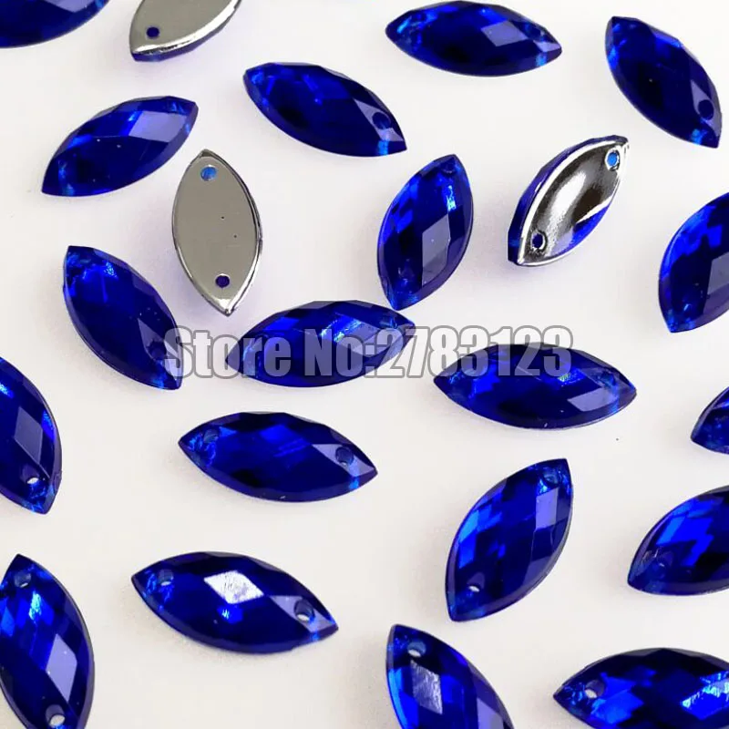 Royalblue 5x10 мм/7x15 мм/9x20 мм конский глаз Форма Высокое качество акрил пришить стразы с двумя отверстиями, diy/аксессуары для одежды - Цвет: Royalblue