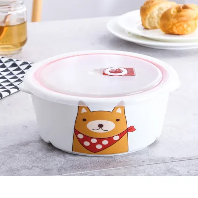 Новейший японский Kawaii мультяшный керамический Ланч-бокс круглый Procelain Bento миска для ланчбокса портативный контейнер для еды набор посуды - Цвет: D