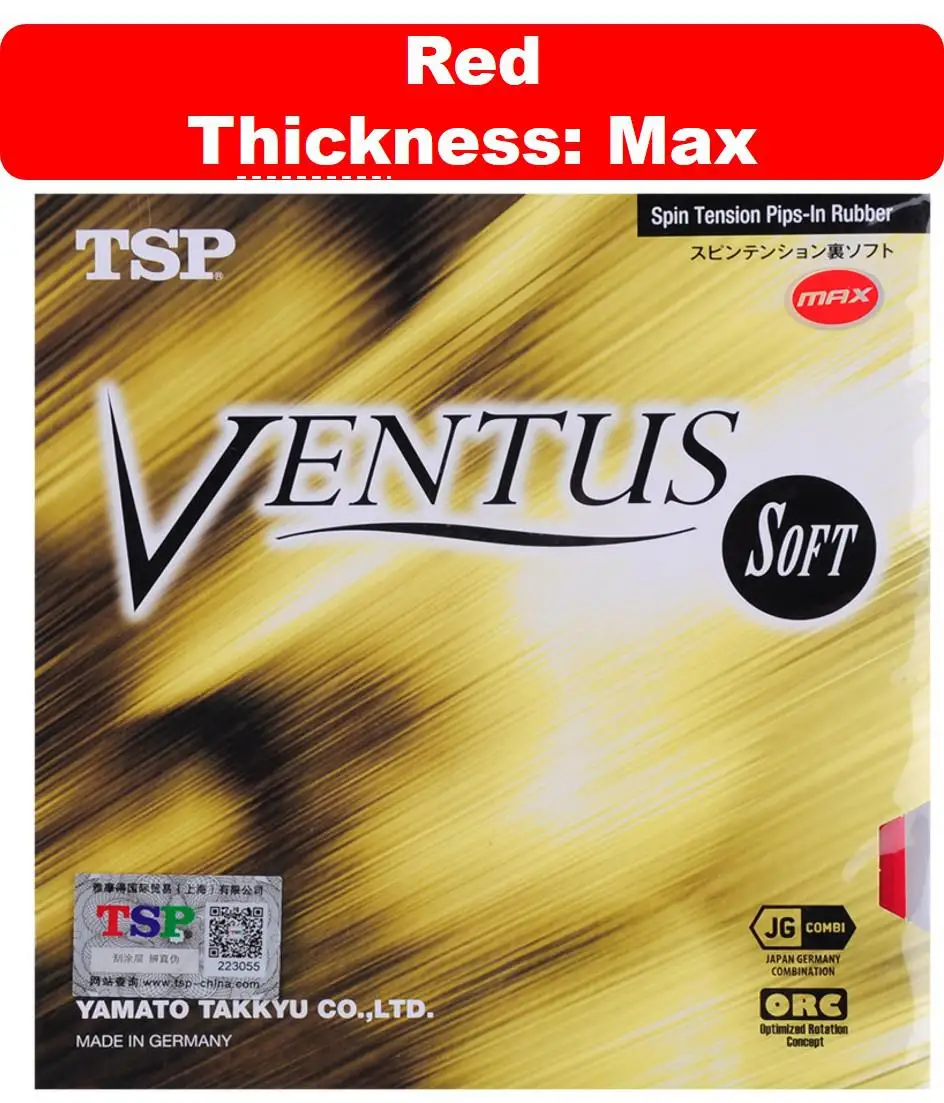 Tsp Ventus Spin/мягкий/основной настольный теннис резиновые пипсы с пинг понг губка Быстрая атака - Цвет: max red