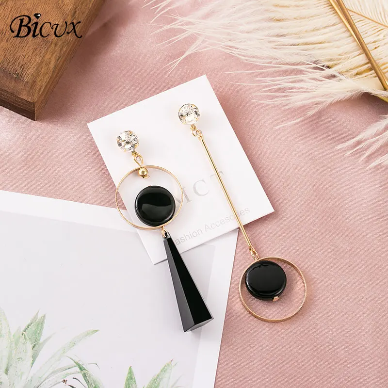 Gold 1 BICUX, винтажные акриловые серьги-капли для женщин,, модные ювелирные изделия, корейские Металлические геометрические золотые Висячие висячие серьги - Окраска металла: Gold 1