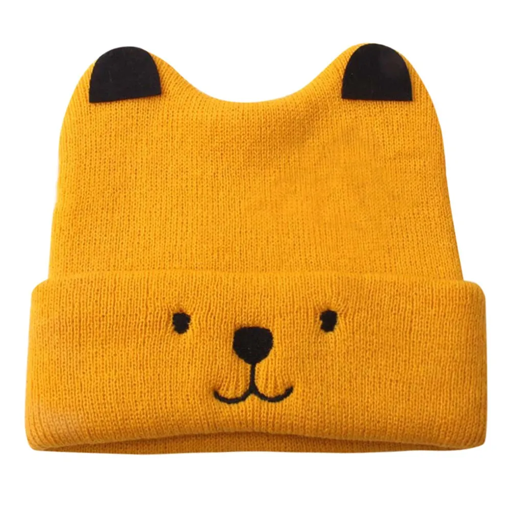 Шапка с рисунком медведя для детей коллекция 2018 года зимняя теплая Милая шапочка