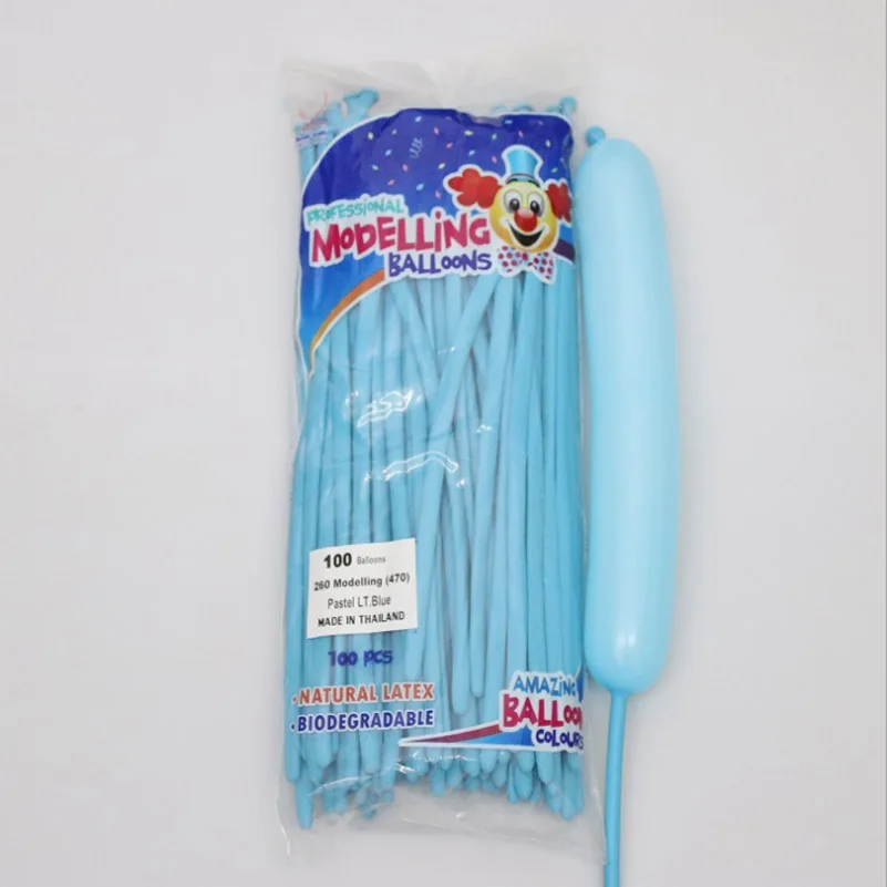 light blue 260 полоски, магический шар, тайские стандартные цвета, животный переплетение, моделирование, 100 шт, толстые свадебные украшения, вечерние принадлежности, Длинная форма - Цвет: light blue