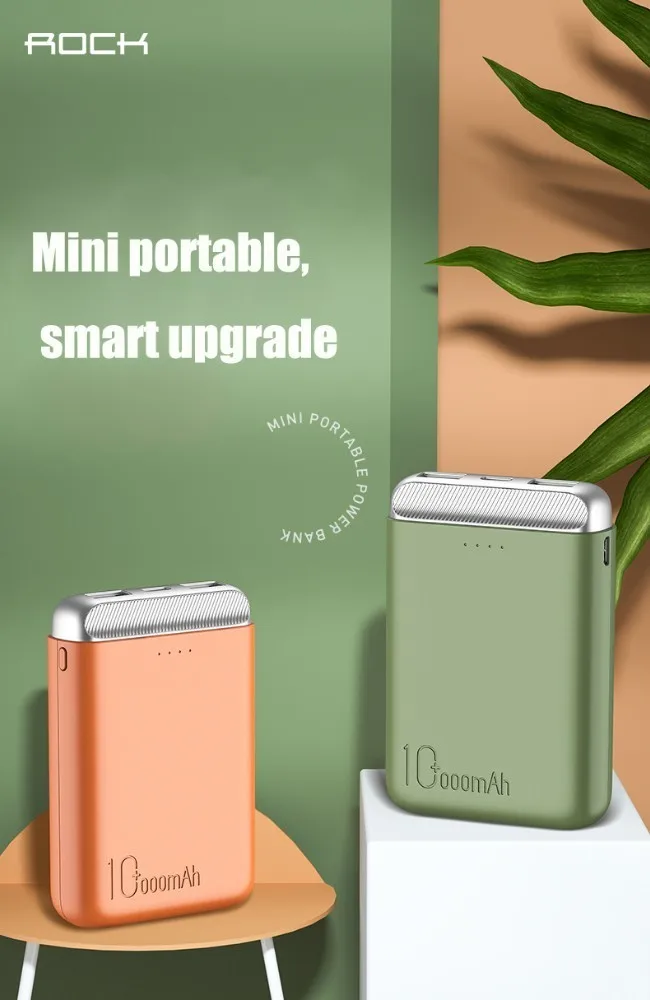 Rock 3a 10000 мАч светодиодный внешний аккумулятор с двумя usb-портами, портативное зарядное устройство, внешний аккумулятор для Iphone Xiaomi Mi телефона