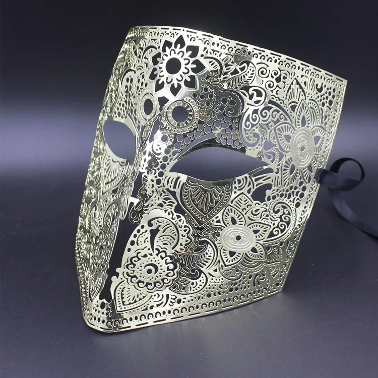 Золотистая Серебристая Полнолицевая маска для косплея баута Фантом Маскарадная