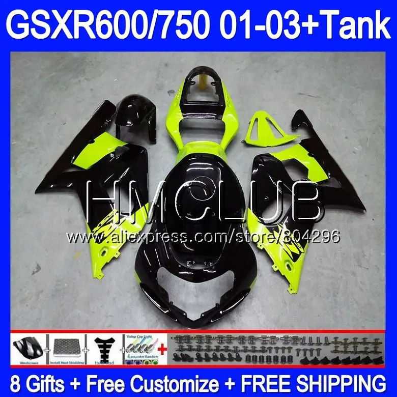 + Бак для SUZUKI GSX R750 GSXR 750 K1 желто зеленый GSXR600 01 02 03 3TK.3 600 GSXR750 2001 2002 2003