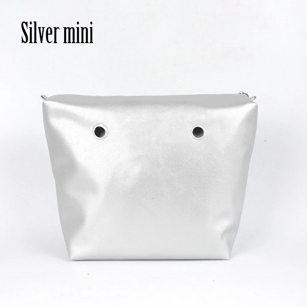 silver mini Личи узор искусственная кожа ручка Вставка внутренний карман подкладка отделка для Obag классический мини O сумка женская сумка - Цвет: silver mini