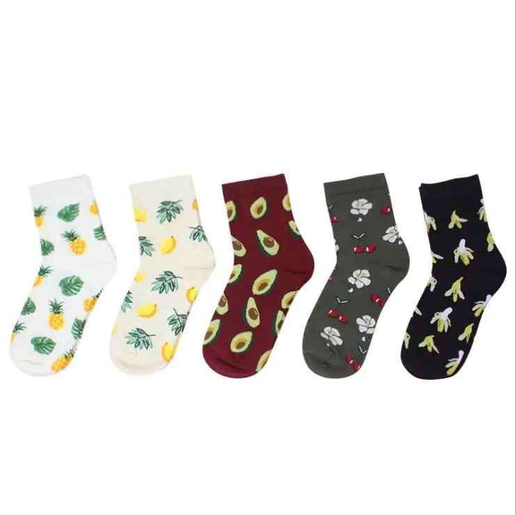 

Autumn and winter fruit personality avocado pineapple ladies socks