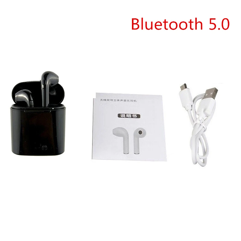 charge box black 5.0 I7s TWS Беспроводные Bluetooth 5,0 наушники Мини Гарнитуры Наушники с микрофоном для Iphone Samsung S6 S8+ Xiaomi Huawei LG ios телефонов - Цвет: charge box black 5.0