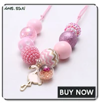 MHS.SUN New design baby chunky beads necklace diy red color bubblegum beaded necklace for kids girls adjustable rope jewelry 1pc