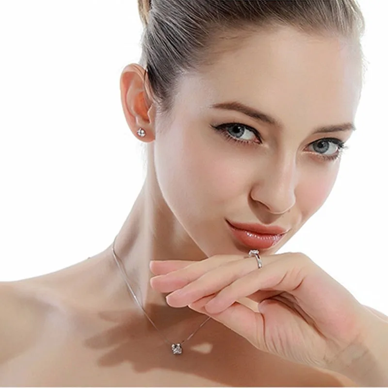 Женское колье из серебра 925 пробы с круглым цирконием | Украшения и аксессуары