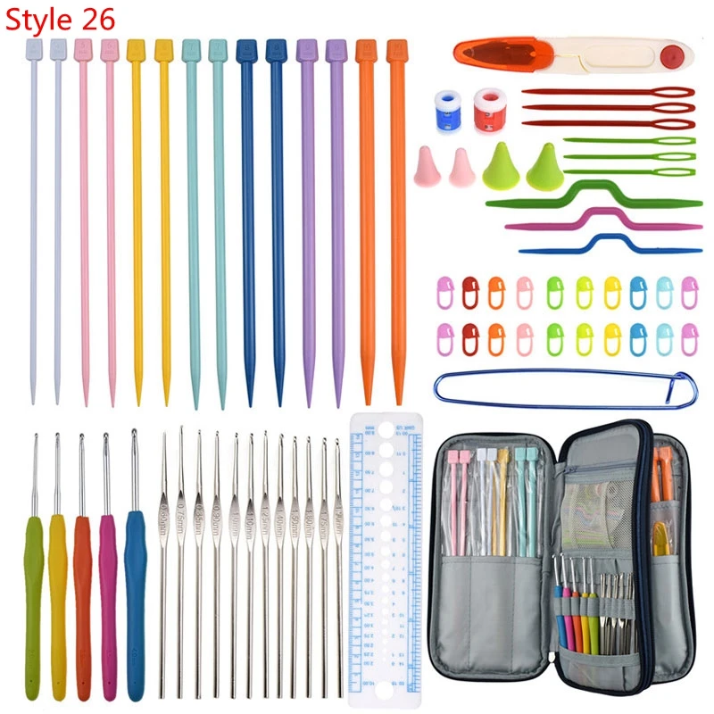 35 Styles Set Crochet Hook Set With Yarn Knitting Needles Sewing Tools Set Knit Gauge Scissors Stitch Holder Hook For Knitting - Цвет: Style 26